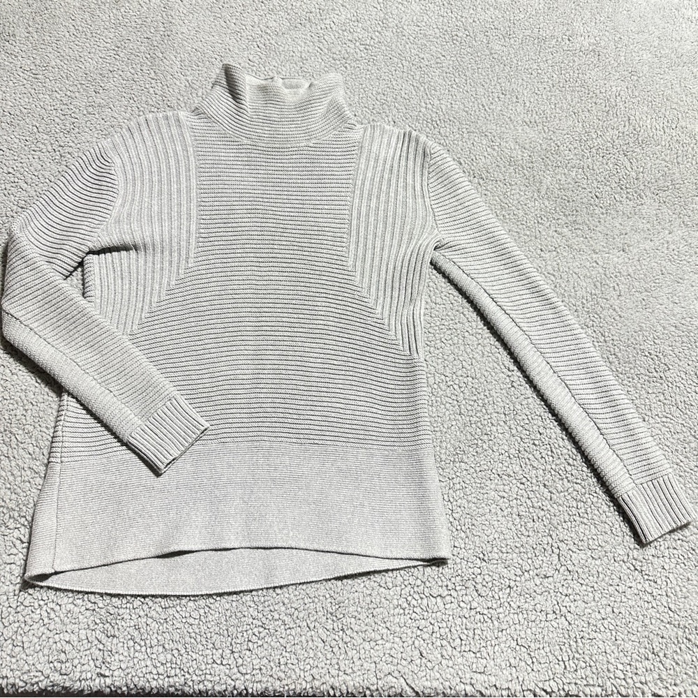 👉 Vince Camuto Ribbed Turtleneck Sweater Gray Women’s XS 100% Cotton Pullover